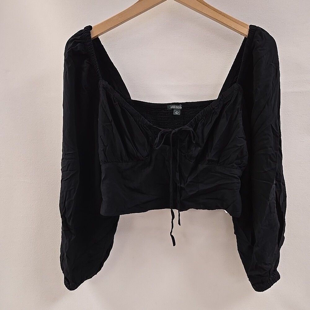 Wild Fable Long Sleeve Crop Top Juniors Xl Black Stretch  Off Shoulder